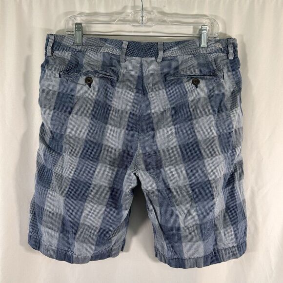 Tommy Bahama Chino Shorts Men's 35 Blue Plaid Button Zip 9.5" Inseam 100% Cotton - Picture 5 of 9